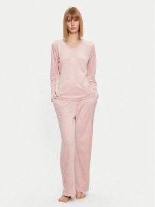 Selmark Piżama Polar Soft P6273 Różowy Regular Fit. Czerwone piżamy Selmark, bez wzorów, z polaru, bez ramiączek. Za 209,99 zł.