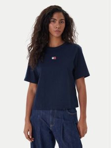 Tommy Jeans T-Shirt Badge DW0DW22202 Granatowy Boxy Fit. Niebieskie t-shirty Tommy Jeans, xxs, bez wzorów, z bawełny, bez kołnierzyka, bez ramiączek. Za 169,99 zł.