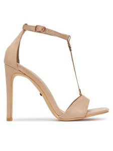 DeeZee Sandały LB0412-1 Beżowy. Brązowe sandały DeeZee, bez wzorów, z materiału, bez obcasa, na szpilce, bez zapięcia. Za 139,99 zł.