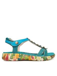 Laura Vita Sandały Sanao 54 Turkusowy. Niebieskie sandały LAURA VITA, bez wzorów, ze skóry, bez obcasa, na płaskiej podeszwie, bez zapięcia. Za 399,99 zł.