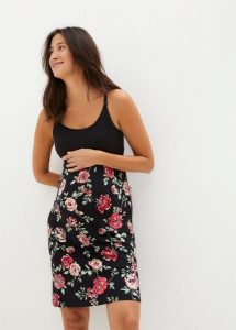 Sukienka ciążowa i do karmienia 2 w 1 z wiskozy. Czarne sukienki bonprix, bez wzorów, z wiskozy, bez kołnierzyka, moda ciążowa, bez ramiączek. Za 114,99 zł.