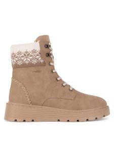 Rieker Trzewiki 70403-20 Beżowy. Brązowe botki Rieker, bez wzorów, ze skóry, bez obcasa, na płaskiej podeszwie, bez zapięcia. Za 351,00 zł.