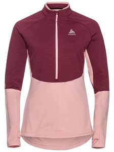 Odlo Bluza polarowa "Sesvenna" w kolorze bordowo-jasnoróżowym rozmiar: XS. Czerwone bluzy ODLO, s, bez wzorów, z materiału, bez kaptura. Za 144,92 zł.