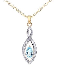 Revoni Złoty naszyjnik z diamentami i topazem - dł. 46 cm rozmiar: onesize. Niebieskie naszyjniki Revoni, z diamentem, złote. Za 1 304,99 zł.