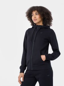 4F Bluza dresowa rozpinana z kapturem damska XS. Niebieskie bluzy 4f, xs, bez wzorów, z dresówki, z kapturem. W wyprzedaży za 79,99 zł.