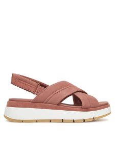 Clarks Sandały Tuscan Cross 26181471 Różowy. Czerwone sandały Clarks, bez wzorów, ze skóry, bez obcasa, na płaskiej podeszwie, bez zapięcia. Za 289,99 zł.