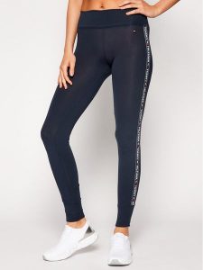Tommy Hilfiger Legginsy UW0UW00563 Granatowy Slim Fit. Niebieskie legginsy TOMMY HILFIGER, bez wzorów, z bawełny. Za 149,99 zł.