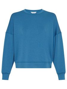 MOSS COPENHAGEN Bluza w kolorze niebieskim rozmiar: M/L. Niebieskie bluzy Moss Copenhagen, l, bez wzorów, z wiskozy, bez kaptura. Za 171,28 zł.