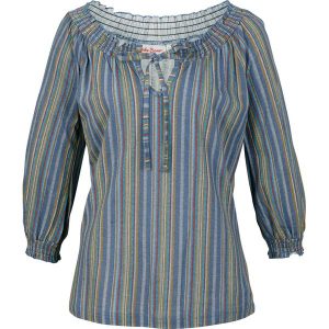 Tunika shirtowa z rękawami 3/4, w paski. Niebieskie tuniki bonprix, bez wzorów, bez kołnierzyka, bez ramiączek. Za 64,99 zł.