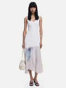 Desigual Sukienka codzienna Dita 25WWVK38 Biały Slim Fit. Białe kombinezony Desigual, na co dzień, xl, bez wzorów, z bawełny, bez kołnierzyka, bez ramiączek, proste. Za 429,99 zł.
