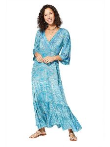 Ipanima Sukienka w kolorze błękitnym rozmiar: 34/36. Niebieskie sukienki Ipanima, bez wzorów, klasyczne, bez kołnierzyka, bez ramiączek, maxi, kopertowe. Za 86,99 zł.