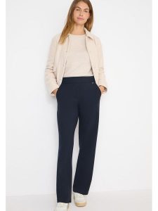 Cecil Spodnie w kolorze granatowym rozmiar: XL/L32. Niebieskie spodnie z wysokim stanem Cecil, bez wzorów, z materiału, z podwyższonym stanem. Za 154,07 zł.