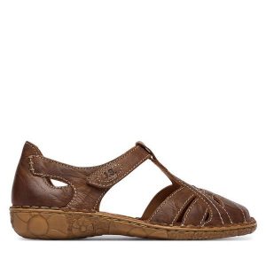 Sandały Josef Seibel. Brązowe sandały Josef Seibel, bez wzorów, bez obcasa, na płaskiej podeszwie, bez zapięcia. Za 339,99 zł.