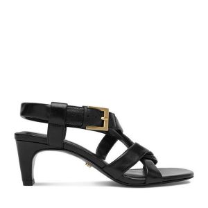 Sandały GINO ROSSI. Czarne sandały Gino Rossi, bez wzorów, bez obcasa, na słupku, bez zapięcia. Za 329,99 zł.