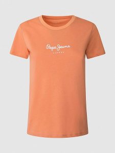 Pepe Jeans Koszulka w kolorze pomarańczowym rozmiar: M. Pomarańczowe bluzki Pepe Jeans, m, bez wzorów, z bawełny, bez kołnierzyka, bez ramiączek. Za 87,81 zł.