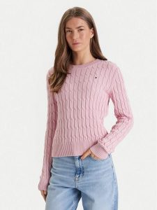 Tommy Hilfiger Sweter WW0WW47644 Różowy Regular Fit. Czerwone swetry klasyczne TOMMY HILFIGER, xxl, z bawełny, bez kołnierzyka. Za 431,99 zł.