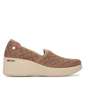 Półbuty Skechers. Brązowe czółenka Skechers, bez wzorów, bez obcasa, na koturnie, bez zapięcia. Za 339,99 zł.