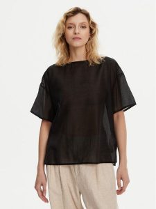 Bomboogie Bluzka SW9008TLYA5 Czarny Relaxed Fit. Czarne bluzki Bomboogie, bez wzorów, z lyocellu, bez kołnierzyka, bez ramiączek. Za 239,99 zł.