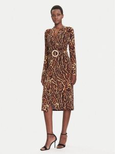 Joseph Ribkoff Sukienka koktajlowa 253091 Brązowy Slim Fit. Brązowe sukienki Joseph Ribkoff, bez wzorów, z syntetyku, wizytowe, bez kołnierzyka, bez ramiączek. Za 699,00 zł.