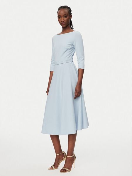 Rinascimento Sukienka koktajlowa CFC0127892003 Błękitny Regular Fit. Niebieskie sukienki Rinascimento, xl, bez wzorów, z syntetyku, wizytowe, bez kołnierzyka, bez ramiączek. Za 699,99 zł.