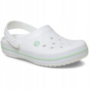 Chodaki Klapki Unisex Crocband 11016 Clog 42-43. Białe klapki Crocs, bez wzorów, z materiału, bez obcasa. Za 289,99 zł.