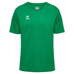 Niezbędna koszulka Hummel. Zielone bluzki Hummel, bez wzorów, sportowe, bez kołnierzyka, bez ramiączek. Za 120,00 zł.