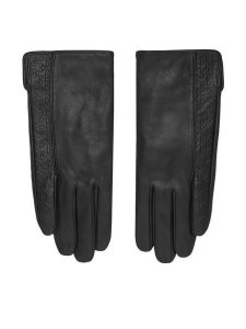 Calvin Klein Rękawiczki Damskie LV04F9008G Czarny. Czarne rękawiczki Calvin Klein, bez wzorów, ze skóry. Za 389,99 zł.