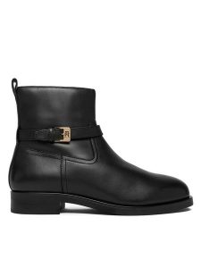 Tommy Hilfiger Botki Th Buckle Riding Leather Bootie FW0FW08781 Czarny. Czarne botki TOMMY HILFIGER, bez wzorów, ze skóry, bez obcasa, na płaskiej podeszwie, bez zapięcia. Za 589,99 zł.