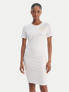 Versace Jeans Couture Sukienka codzienna 80HAOT02 CJ03T Biały Slim Fit. Białe sukienki Versace Jeans Couture, na co dzień, xl, bez wzorów, z bawełny, bez kołnierzyka, bez ramiączek, proste. Za 659,99 zł.