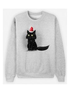 WOOOP Bluza "Christmas Cat" w kolorze szarym rozmiar: XXL. Szare bluzy Wooop, xxl, bez wzorów, bez kaptura. Za 100,99 zł.