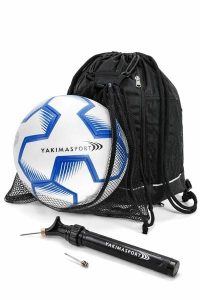 Zestaw piłkarski Yakimasport plecak z siatką + piłka nożna r.5 + pompka. Niebieskie plecaki YAKIMASPORT. Za 99,99 zł.