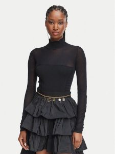Elisabetta Franchi Body BK-09B-67E2-V320 Czarny Slim Fit. Czarne body i gorsety Elisabetta Franchi, bez wzorów, z syntetyku. Za 1 369,00 zł.