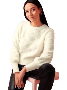 Heine Sweter w kolorze kremowym rozmiar: 48. Brązowe swetry oversize Heine, bez wzorów, bez ramiączek. Za 121,80 zł.