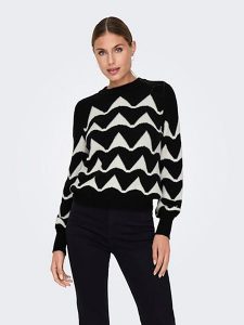 JDY Sweter w kolorze czarno-kremowym rozmiar: XL. Brązowe swetry oversize JDY, xl, bez wzorów, ze splotem, bez ramiączek. Za 87,81 zł.