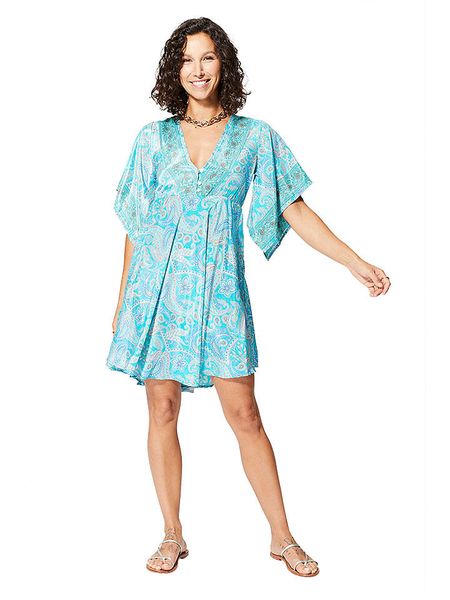 Aller Simplement Sukienka w kolorze turkusowym rozmiar: 34/36. Niebieskie sukienki Aller Simplement, bez wzorów, klasyczne, bez kołnierzyka, bez ramiączek, midi. Za 70,74 zł.