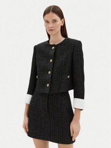 Motivi Marynarka Q607Q000741N Czarny Regular Fit. Czarne marynarki i żakiety Motivi, bez wzorów, z bawełny. Za 379,99 zł.