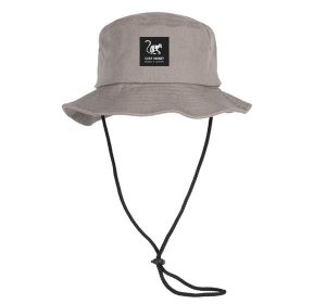 Kapelusz trekkingowy z sznurkiem – bawełna – S/M (Szary). Szare kapelusze SURF MONKEY, bez wzorów, z bawełny. Za 159,95 zł.