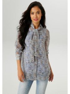 Aniston Bluzka w kolorze błękitnym rozmiar: 46. Niebieskie bluzki Aniston, bez wzorów, bez kołnierzyka, bez ramiączek. Za 56,79 zł.