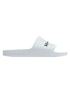 Under Armour Klapki w kolorze białym rozmiar: 40,5. Białe klapki Under Armour, bez wzorów, z otwartym noskiem, bez obcasa. Za 69,99 zł.