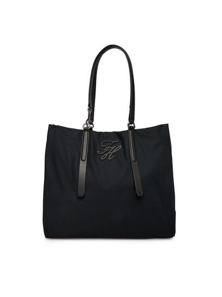 Tommy Hilfiger Torebka Th Elevated Nylon Tote AW0AW18406 Czarny. Czarne shopper bag TOMMY HILFIGER, bez wzorów, z materiału, bez dodatków. Za 649,99 zł.