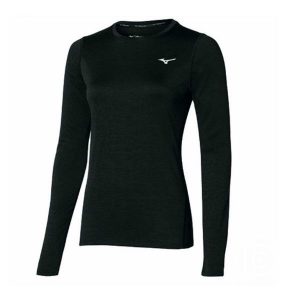Koszulka Z Długim Rękawem Dla Kobiet Impulse Core. Czarne bluzki Mizuno, bez wzorów, sportowe, bez kołnierzyka, bez ramiączek. Za 182,99 zł.