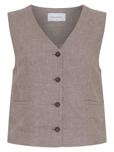 MOSS COPENHAGEN Kamizelka w kolorze jasnobrązowym rozmiar: M. Brązowe kamizelki Moss Copenhagen, m, bez wzorów, bez kołnierzyka, bez ramiączek, bez kaptura. Za 169,95 zł.