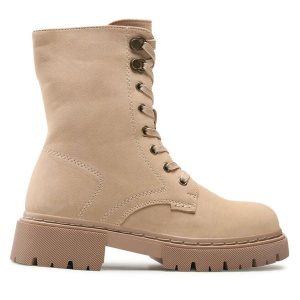 Trzewiki Jenny Fairy. Brązowe botki Jenny Fairy, bez wzorów, bez obcasa, na płaskiej podeszwie, bez zapięcia. Za 199,99 zł.