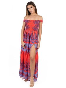Isla Bonita by SIGRIS Sukienka w kolorze koralowym rozmiar: XL. Czerwone sukienki Isla Bonita by SIGRIS, na co dzień, xl, bez wzorów, bez kołnierzyka, bez ramiączek, maxi, proste. Za 123,82 zł.