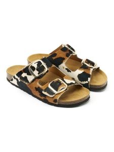 Mandel Skórzane klapki "Alberto" w kolorze biało-jasnobrązowym rozmiar: 38. Białe klapki Mandel, bez wzorów, z otwartym noskiem, bez obcasa. Za 173,99 zł.