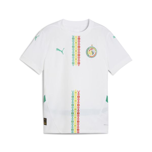 Młodzieżowa koszulka domowa Senegal 2025 PUMA. Biała bluzki Puma, m, bez wzorów, młodzieżowe, bez kołnierzyka, bez ramiączek. Za 329,00 zł.