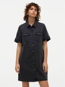 Vero Moda Sukienka jeansowa Jennie 10309665 Czarny Regular Fit. Czarne kombinezony Vero Moda, s, bez wzorów, z bawełny, bez kołnierzyka, bez ramiączek. Za 129,99 zł.