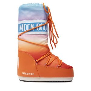 Śniegowce Moon Boot. Brązowe buty zimowe Moon Boot, bez obcasa, bez zapięcia. Za 809,99 zł.