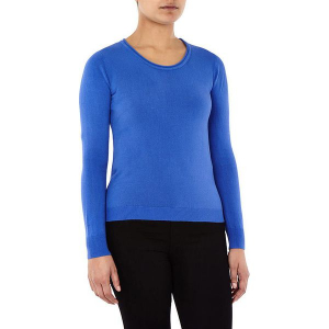Sweter w kolorze niebieskim. Niebieskie swetry klasyczne marki William de Faye, z kaszmiru, z okrągłym kołnierzem. W wyprzedaży za 90,95 zł.
