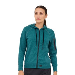 Bluza damska wełniana z kapturem Brubeck OUTDOOR MERINO. Zielone bluzy Brubeck, l, bez wzorów, z elastanu, z kapturem. Za 399,00 zł.